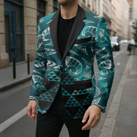 Matariki New Zealand Blazer NZ Niho Taniwha Maori New Year Cyan Galaxy LT14 - Polynesian Pride