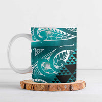 Matariki New Zealand Ceramic Mug NZ Niho Taniwha Maori New Year Cyan Galaxy LT14 Cyan - Polynesian Pride
