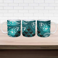 Matariki New Zealand Ceramic Mug NZ Niho Taniwha Maori New Year Cyan Galaxy LT14 - Polynesian Pride