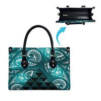 Matariki New Zealand Leather Bag NZ Niho Taniwha Maori New Year Cyan Galaxy LT14 - Polynesian Pride