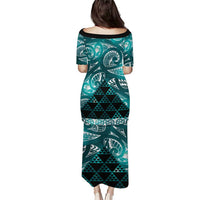 Matariki New Zealand Puletasi NZ Niho Taniwha Maori New Year Cyan Galaxy LT14 - Polynesian Pride