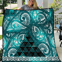 Matariki New Zealand Quilt NZ Niho Taniwha Maori New Year Cyan Galaxy