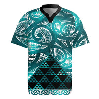 Matariki New Zealand Rugby Jersey NZ Niho Taniwha Maori New Year Cyan Galaxy LT14 Cyan - Polynesian Pride