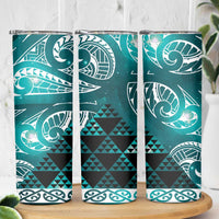 Matariki New Zealand Skinny Tumbler NZ Niho Taniwha Maori New Year Cyan Galaxy