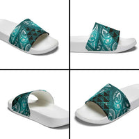 Matariki New Zealand Slide Sandals NZ Niho Taniwha Maori New Year Cyan Galaxy LT14 - Polynesian Pride