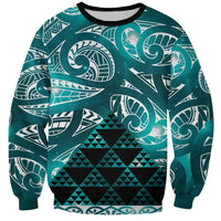 Matariki New Zealand Sweatshirt NZ Niho Taniwha Maori New Year Cyan Galaxy LT14 Unisex Cyan - Polynesian Pride