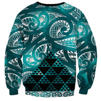 Matariki New Zealand Sweatshirt NZ Niho Taniwha Maori New Year Cyan Galaxy LT14 - Polynesian Pride