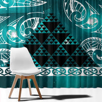 Matariki New Zealand Window Curtain NZ Niho Taniwha Maori New Year Cyan Galaxy LT14 - Polynesian Pride