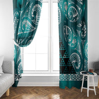 Matariki New Zealand Window Curtain NZ Niho Taniwha Maori New Year Cyan Galaxy LT14 - Polynesian Pride