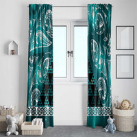 Matariki New Zealand Window Curtain NZ Niho Taniwha Maori New Year Cyan Galaxy LT14 - Polynesian Pride
