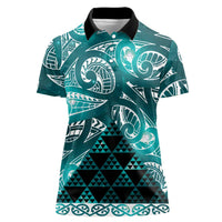 Matariki New Zealand Women Polo Shirt NZ Niho Taniwha Maori New Year Cyan Galaxy