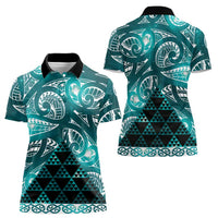 Matariki New Zealand Women Polo Shirt NZ Niho Taniwha Maori New Year Cyan Galaxy