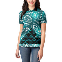 Matariki New Zealand Women Polo Shirt NZ Niho Taniwha Maori New Year Cyan Galaxy