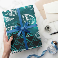 Matariki New Zealand Wrapping Paper NZ Niho Taniwha Maori New Year Cyan Galaxy