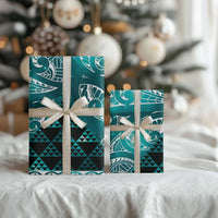 Matariki New Zealand Wrapping Paper NZ Niho Taniwha Maori New Year Cyan Galaxy