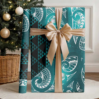 Matariki New Zealand Wrapping Paper NZ Niho Taniwha Maori New Year Cyan Galaxy