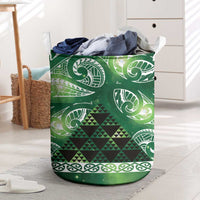 Matariki New Zealand Laundry Basket NZ Niho Taniwha Maori New Year Green Galaxy LT14 Green - Polynesian Pride