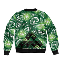 Matariki New Zealand Bomber Jacket NZ Niho Taniwha Maori New Year Green Galaxy LT14 - Polynesian Pride