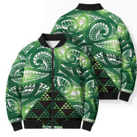 Matariki New Zealand Bomber Puffer Jacket NZ Niho Taniwha Maori New Year Green Galaxy LT14 - Polynesian Pride