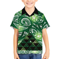 Matariki New Zealand Family Matching Summer Maxi Dress and Hawaiian Shirt NZ Niho Taniwha Maori New Year Green Galaxy