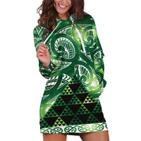 Matariki New Zealand Hoodie Dress NZ Niho Taniwha Maori New Year Green Galaxy