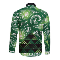 Matariki New Zealand Long Sleeve Button Shirt NZ Niho Taniwha Maori New Year Green Galaxy LT14 - Polynesian Pride