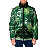 Matariki New Zealand Padded Jacket NZ Niho Taniwha Maori New Year Green Galaxy LT14 Men Green - Polynesian Pride