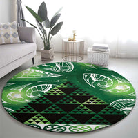 Matariki New Zealand Round Carpet NZ Niho Taniwha Maori New Year Green Galaxy LT14 - Polynesian Pride