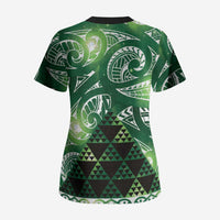 Matariki New Zealand Scrub Top NZ Niho Taniwha Maori New Year Green Galaxy LT14 - Polynesian Pride