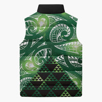 Matariki New Zealand Sleeveless Puffer Jacket NZ Niho Taniwha Maori New Year Green Galaxy