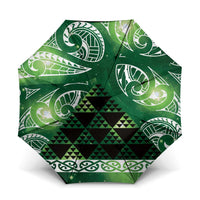 Matariki New Zealand Umbrella NZ Niho Taniwha Maori New Year Green Galaxy LT14 One Size Folded 11.42 inch Opened Diameter 37.4 inch Green - Polynesian Pride