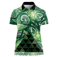 Matariki New Zealand Women Polo Shirt NZ Niho Taniwha Maori New Year Green Galaxy