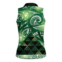 Matariki New Zealand Women Sleeveless Polo Shirt NZ Niho Taniwha Maori New Year Green Galaxy