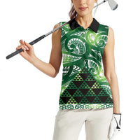 Matariki New Zealand Women Sleeveless Polo Shirt NZ Niho Taniwha Maori New Year Green Galaxy