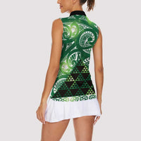Matariki New Zealand Women Sleeveless Polo Shirt NZ Niho Taniwha Maori New Year Green Galaxy