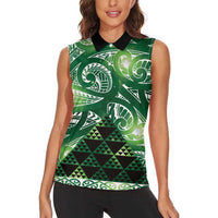 Matariki New Zealand Women Sleeveless Polo Shirt NZ Niho Taniwha Maori New Year Green Galaxy