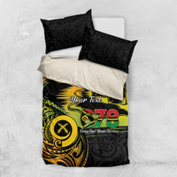 Personalised Vanuatu 678 Bedding Set Proud To Be A Ni-Van LT14 US Twin 172cm x 218cm Black - Polynesian Pride