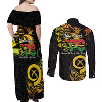 Personalised Vanuatu 678 Couples Matching Off Shoulder Maxi Dress and Long Sleeve Button Shirt Proud To Be A Ni-Van LT14 - Polynesian Pride