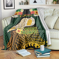 Vanuatu Triton's Trumpet Blanket Tropical Flowers Vanuatuan Map LT14 Black - Polynesian Pride
