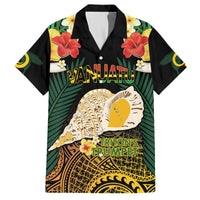 Vanuatu Triton's Trumpet Hawaiian Shirt Tropical Flowers Vanuatuan Map LT14 Black - Polynesian Pride