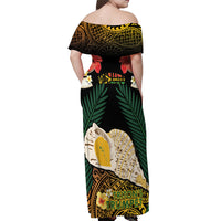 Vanuatu Triton's Trumpet Off Shoulder Maxi Dress Tropical Flowers Vanuatuan Map LT14 - Polynesian Pride