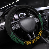 Vanuatu Triton's Trumpet Steering Wheel Cover Tropical Flowers Vanuatuan Map LT14 Universal Fit Black - Polynesian Pride