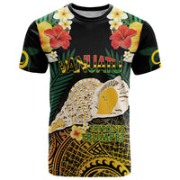 Vanuatu Triton's Trumpet T Shirt Tropical Flowers Vanuatuan Map