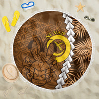 Vanuatu Coconut Crab Beach Blanket Ni-Van Tropical Leaves With Sand Drawing Art LT14 One Size 150cm Brown - Polynesian Pride
