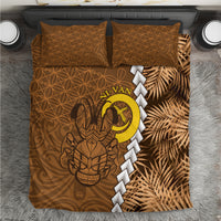 Vanuatu Coconut Crab Bedding Set Ni-Van Tropical Leaves With Sand Drawing Art LT14 Brown - Polynesian Pride