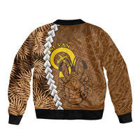 Vanuatu Coconut Crab Bomber Jacket Ni-Van Tropical Leaves With Sand Drawing Art LT14 - Polynesian Pride