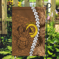 Vanuatu Coconut Crab Garden Flag Ni-Van Tropical Leaves With Sand Drawing Art LT14 Garden Flag Brown - Polynesian Pride