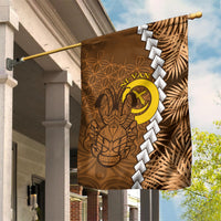 Vanuatu Coconut Crab Garden Flag Ni-Van Tropical Leaves With Sand Drawing Art LT14 House Flag Brown - Polynesian Pride