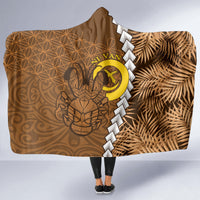 Vanuatu Coconut Crab Hooded Blanket Ni-Van Tropical Leaves With Sand Drawing Art LT14 - Polynesian Pride