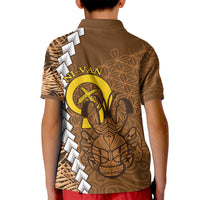 Vanuatu Coconut Crab Kid Polo Shirt Ni-Van Tropical Leaves With Sand Drawing Art